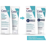 CeraVe Acne Foaming Cream Cleanser | Acne Treatment Face Wash with 4% Benzoyl Peroxide