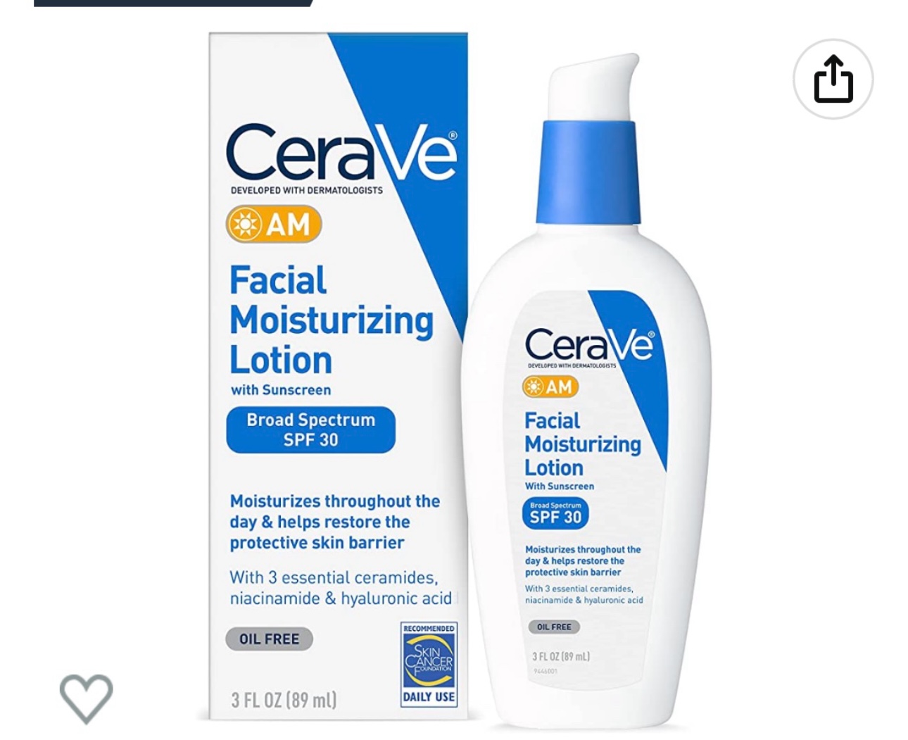 Screenshot CeraVe AM Face Moisturizer with Broad Spectrum Protection, SPF 30, 89ml - Image 1